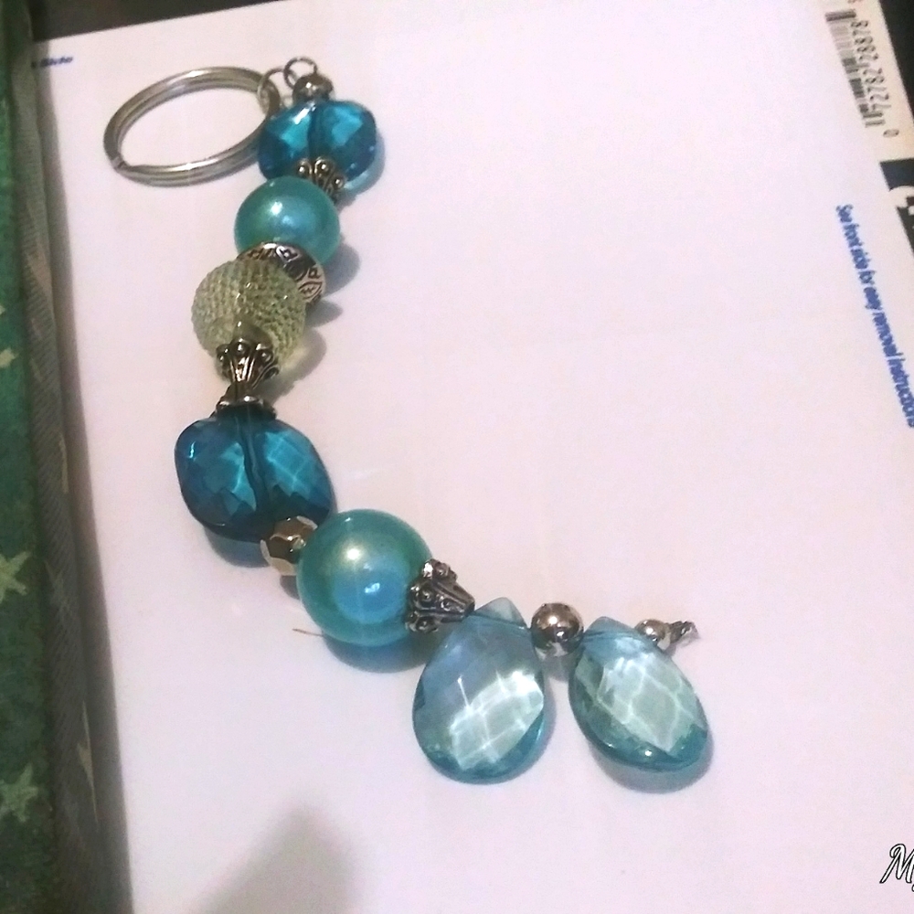 Blue Acrylic & Glass Keychain